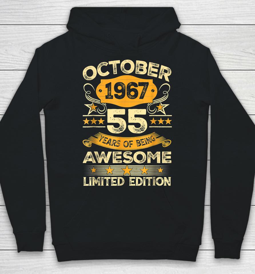 Awesome Since October 1967 55 Years Old 55Th Birthday Gifts Hoodie