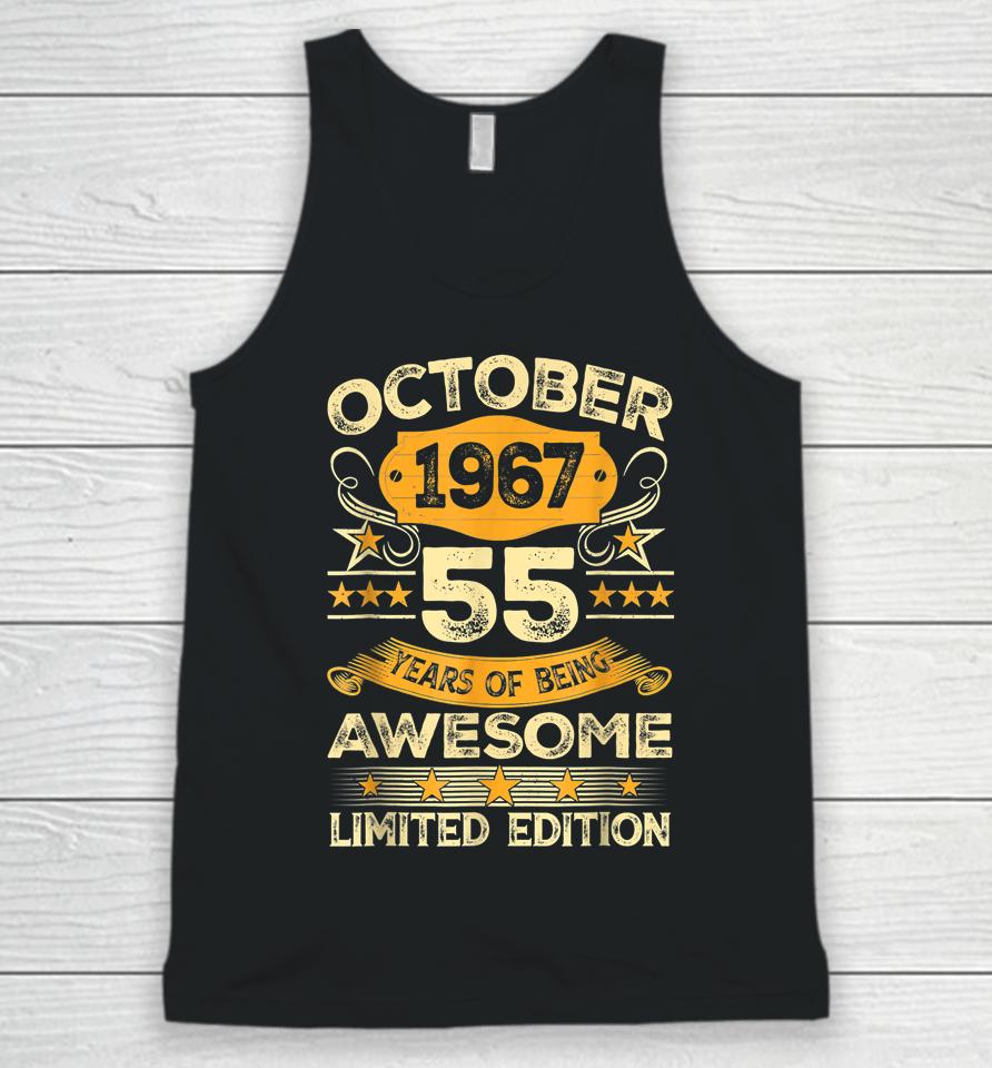 Awesome Since October 1967 55 Years Old 55Th Birthday Gifts Unisex Tank Top