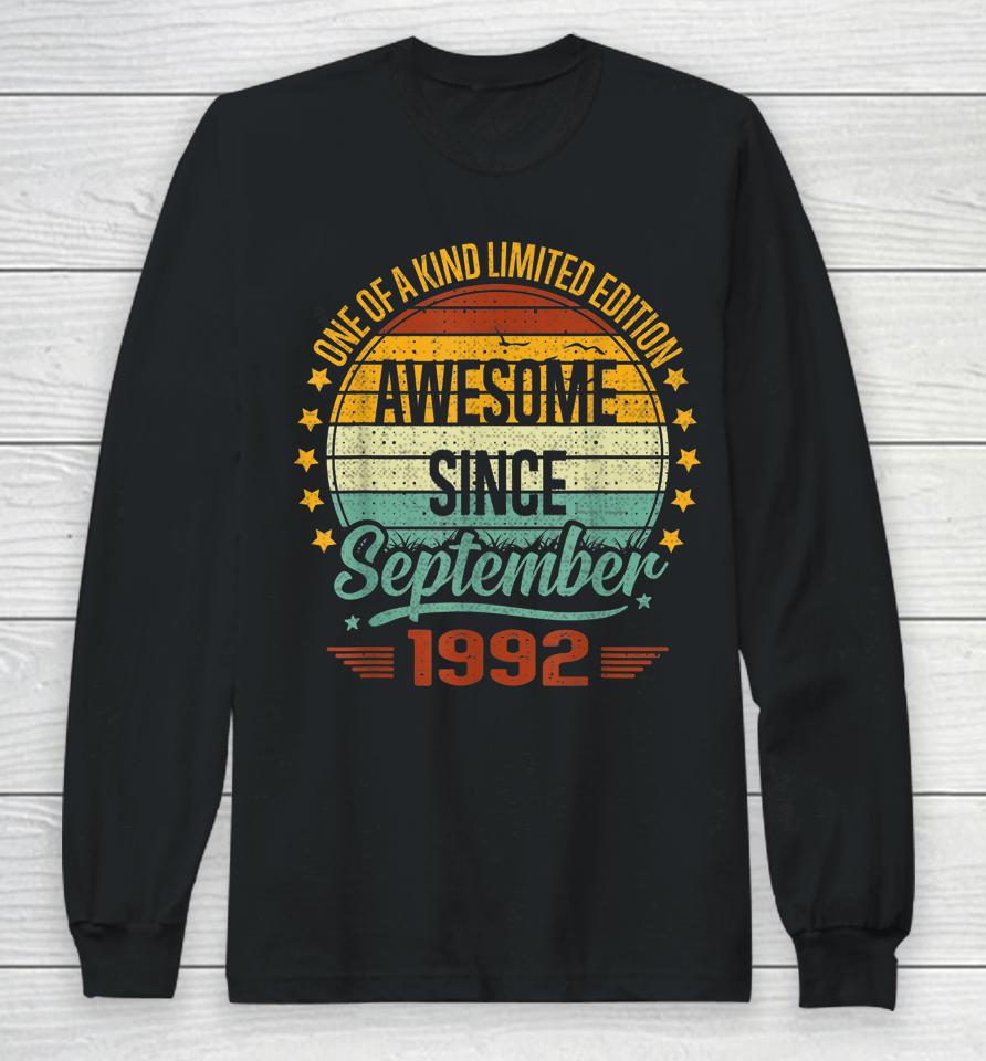 Awesome Since September 1992 Vintage 30Th Birthday Long Sleeve T-Shirt