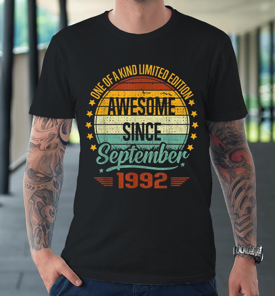 Awesome Since September 1992 Vintage 30Th Birthday Premium T-Shirt