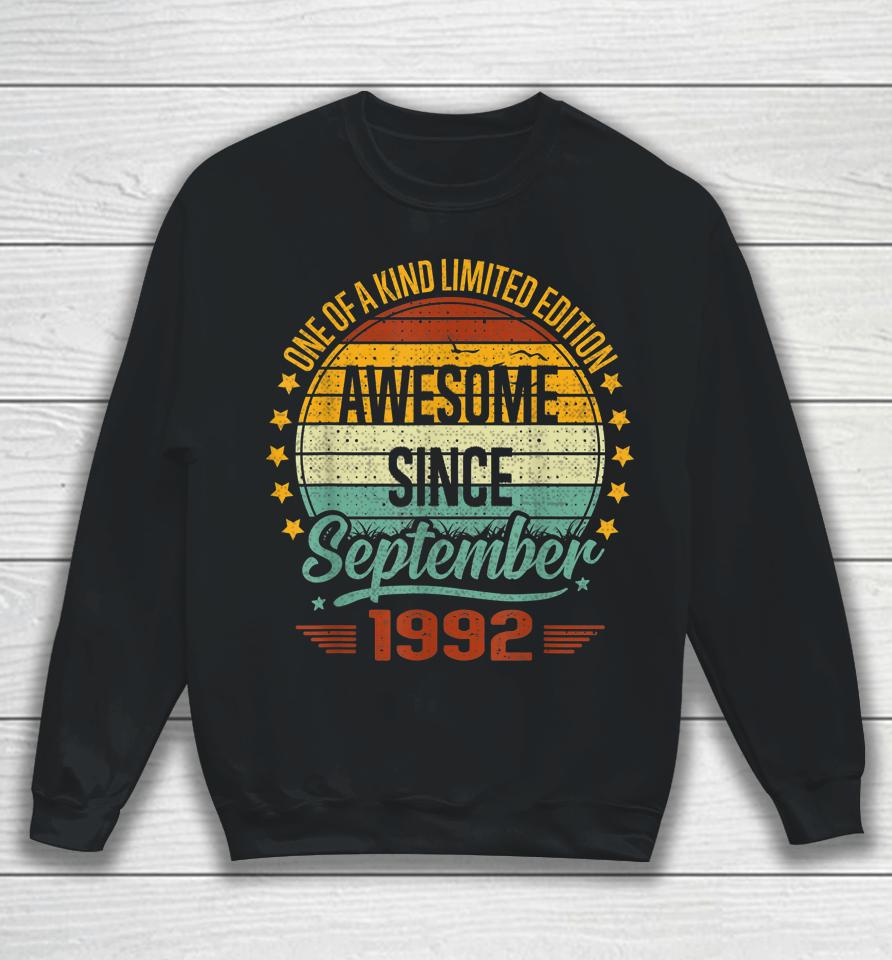 Awesome Since September 1992 Vintage 30Th Birthday Sweatshirt