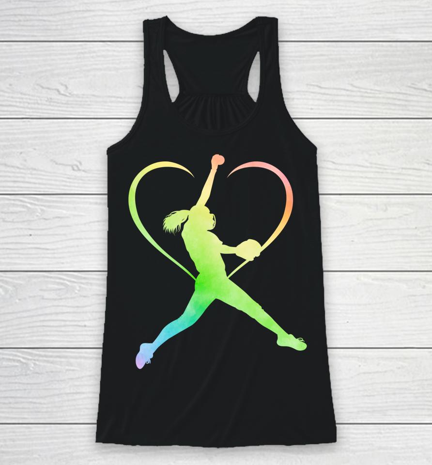 Awesome Softball Shirt Funny Softball Rainbow Gifts Girls Racerback Tank