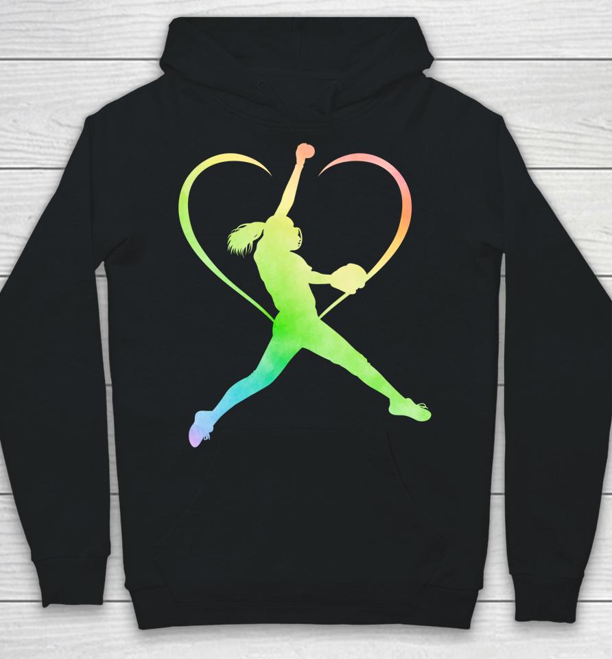 Awesome Softball Shirt Funny Softball Rainbow Gifts Girls Hoodie