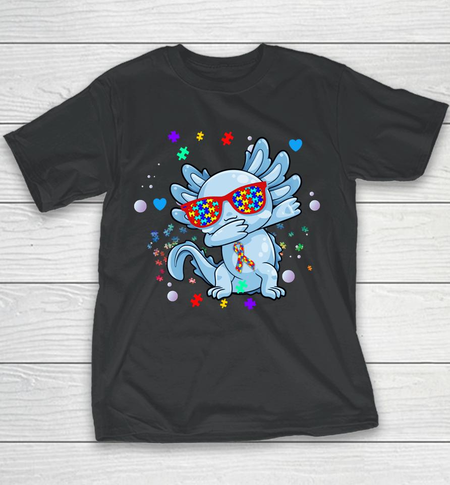 Axolotl Dabbing Autism Awareness Youth T-Shirt