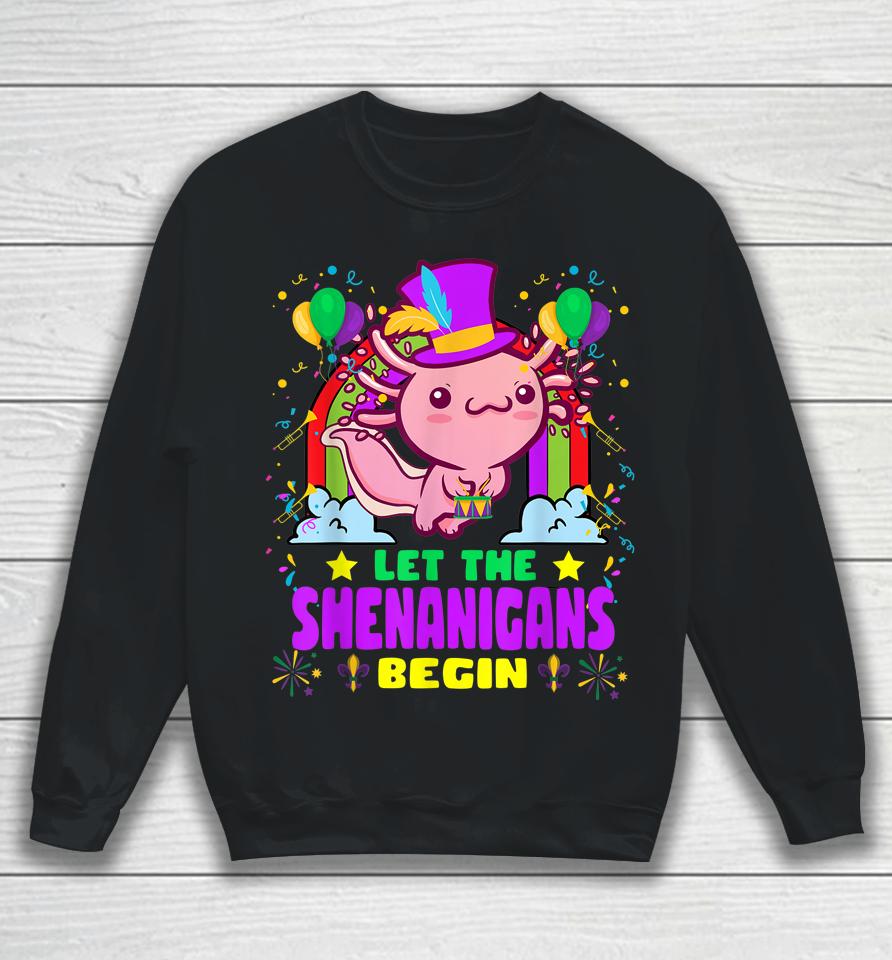 Axolotl Mardi Gras Let Shenanigans Begin Sweatshirt
