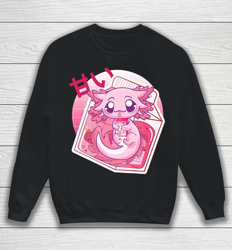 Axolotl Pastel Goth Strawberry Milk Shake Anime Japanese Sweatshirt