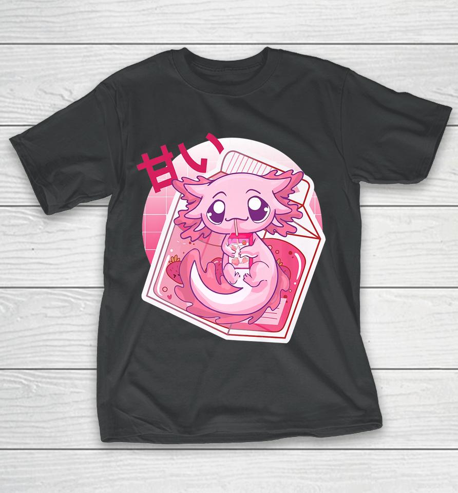Axolotl Pastel Goth Strawberry Milk Shake Anime Japanese T-Shirt