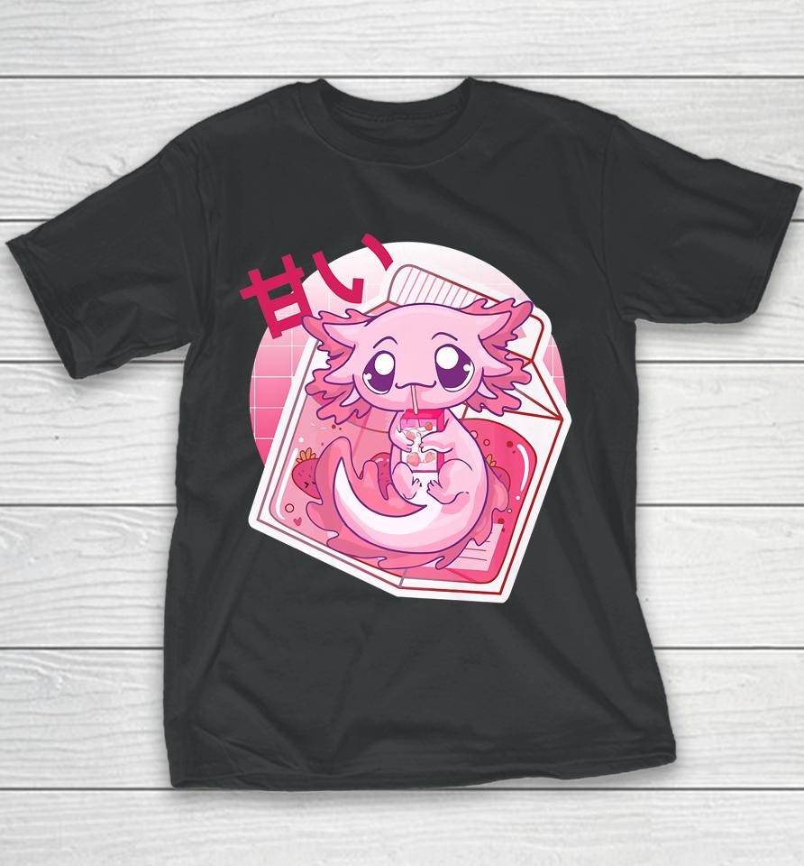 Axolotl Pastel Goth Strawberry Milk Shake Anime Japanese Youth T-Shirt