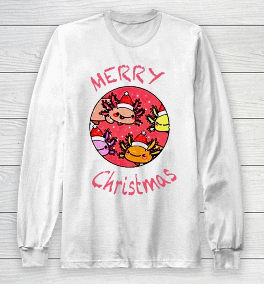Axolotl With Santa Hat Christmas Long Sleeve T-Shirt