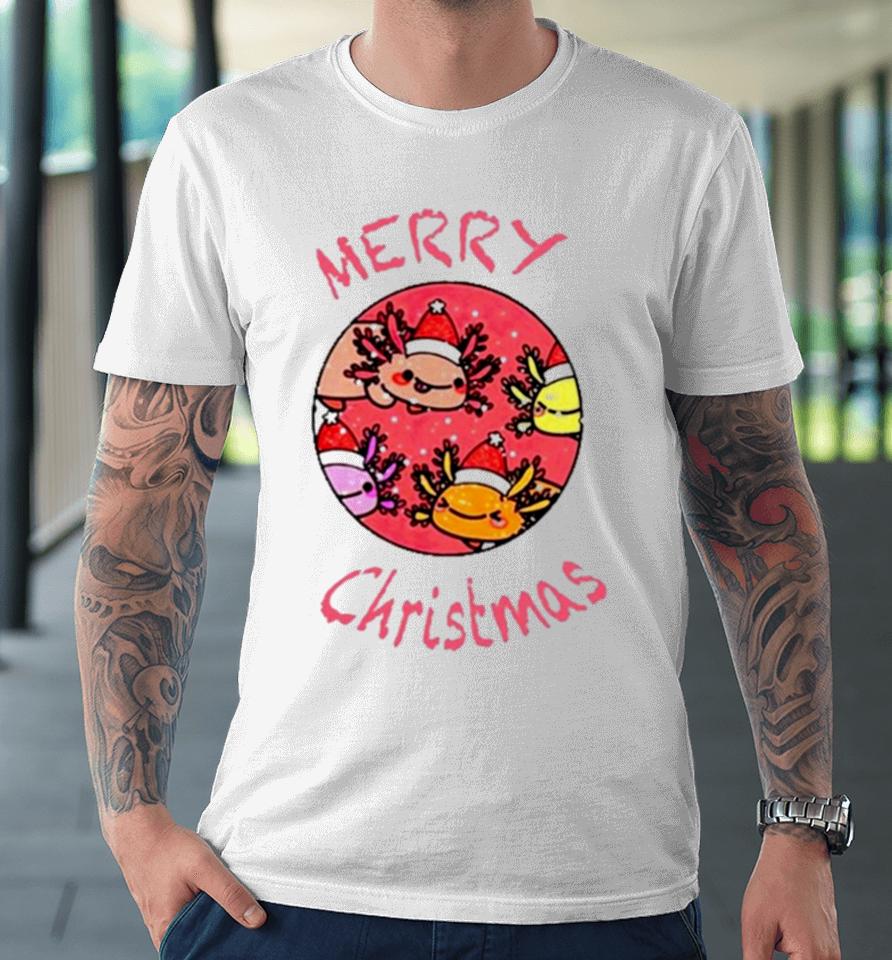 Axolotl With Santa Hat Christmas Premium T-Shirt