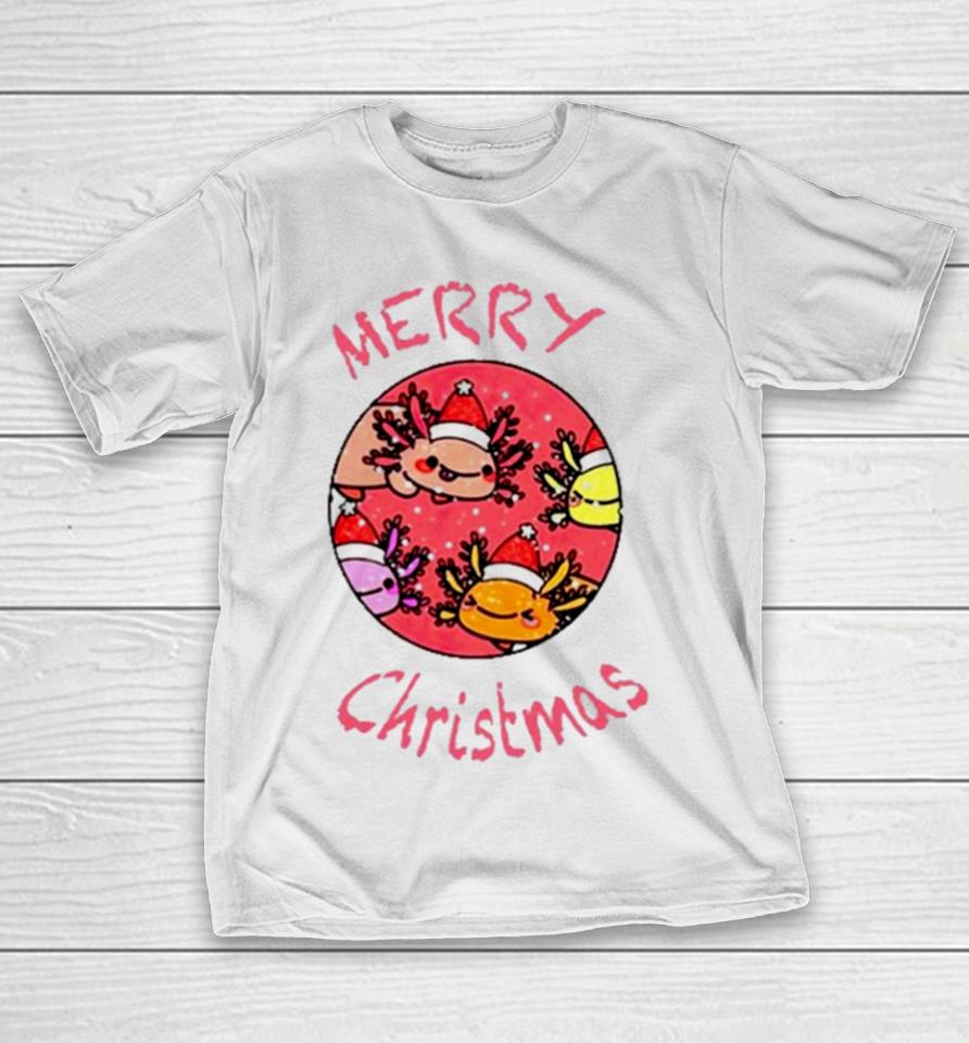 Axolotl With Santa Hat Christmas T-Shirt