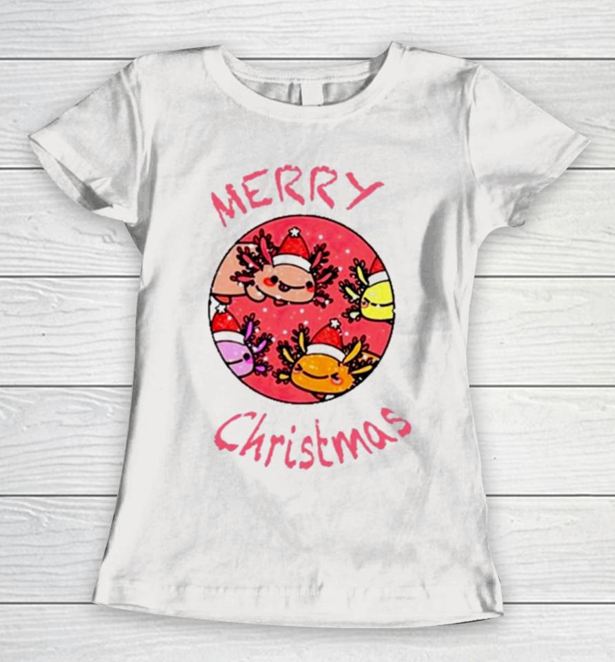 Axolotl With Santa Hat Christmas Women T-Shirt