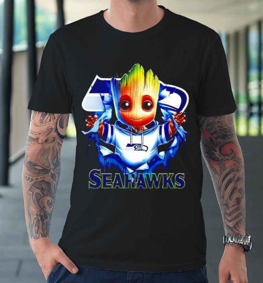 Baby Groot Blood Inside Me Seattle Seahawks 2024 Premium T-Shirt