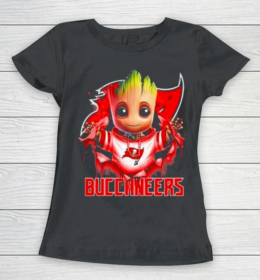 Baby Groot Blood Inside Me Tampa Bay Buccaneers 2024 Women T-Shirt