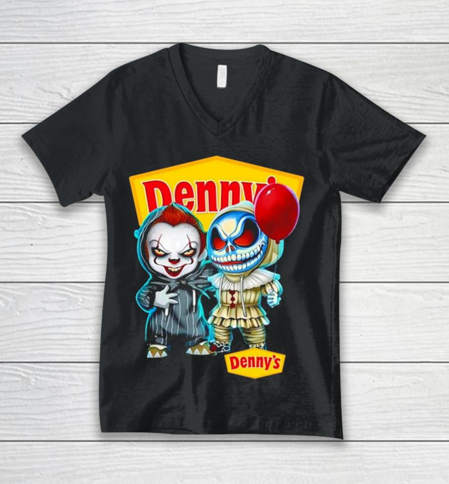 Baby Jack Skellington And Baby Pennywise Denny’s Halloween Unisex V-Neck T-Shirt