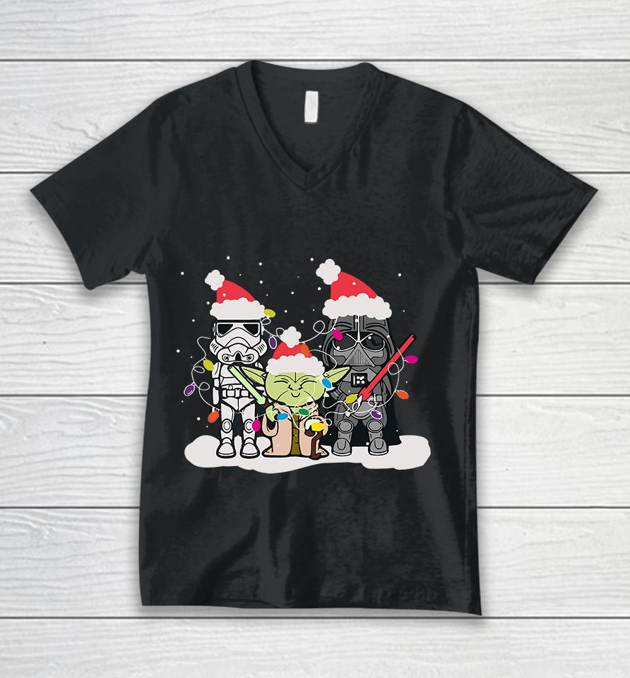 Baby Yoda &Amp; Darth Vader Christmas Unisex V-Neck T-Shirt