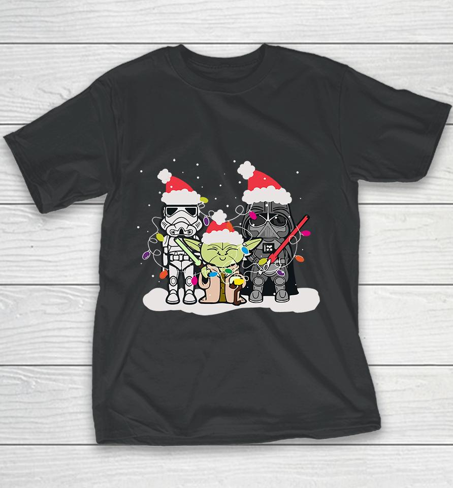 Baby Yoda &Amp; Darth Vader Christmas Youth T-Shirt