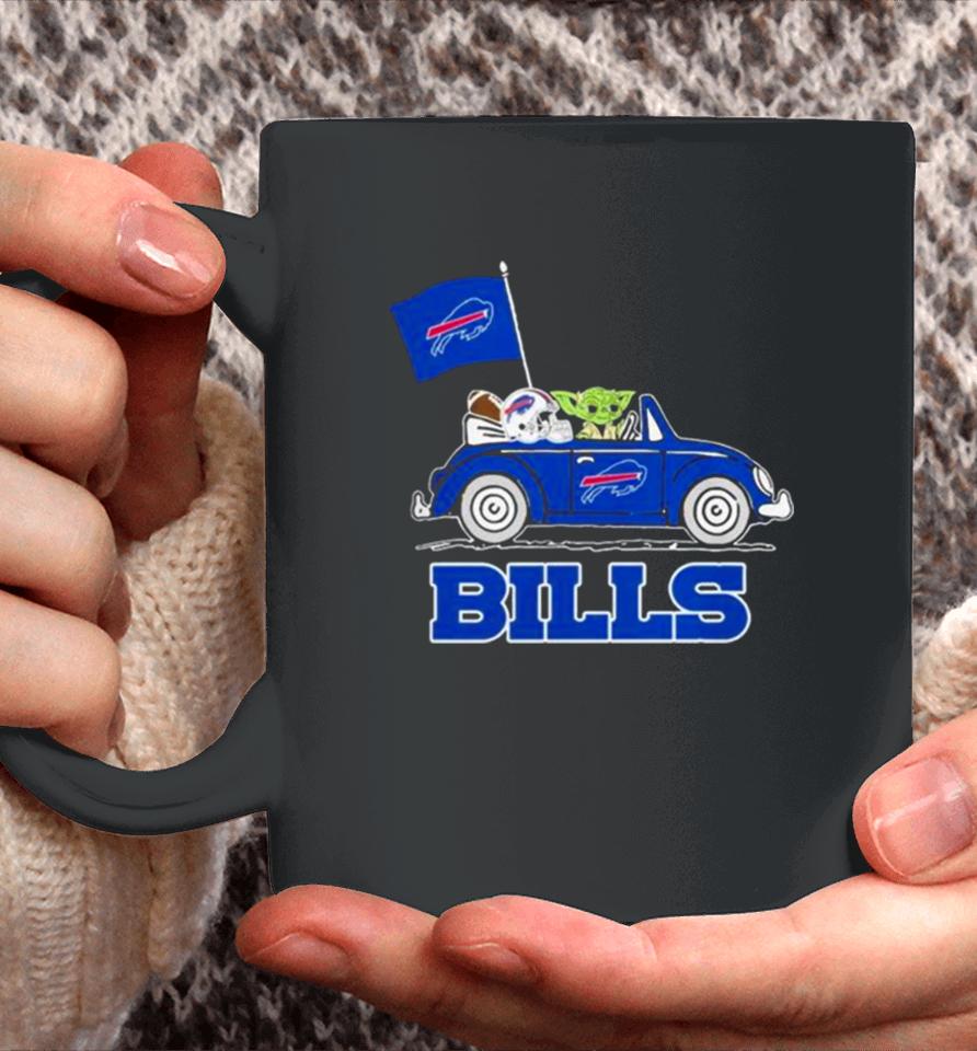 Baby Yoda Drive A Car Buffalo Bills Football Flag Logo Coffee Mug
