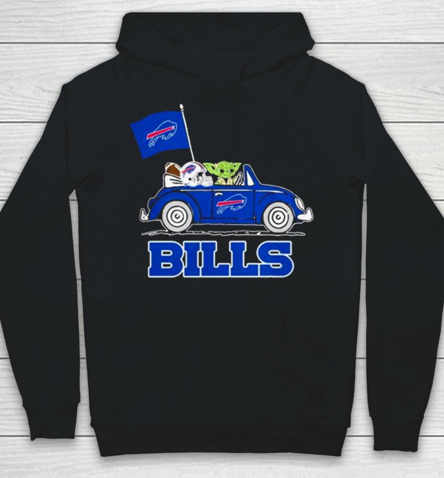 Baby Yoda Drive A Car Buffalo Bills Football Flag Logo Hoodie