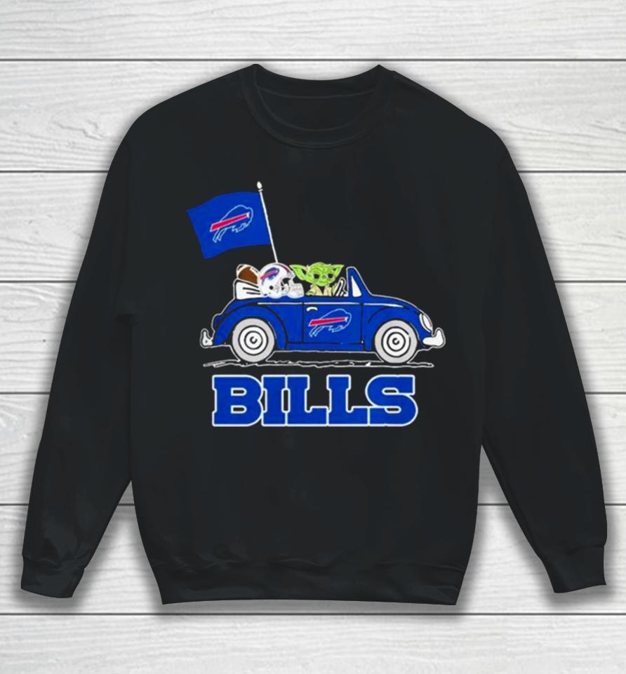 Baby Yoda Drive A Car Buffalo Bills Football Flag Logo Sweatshirt