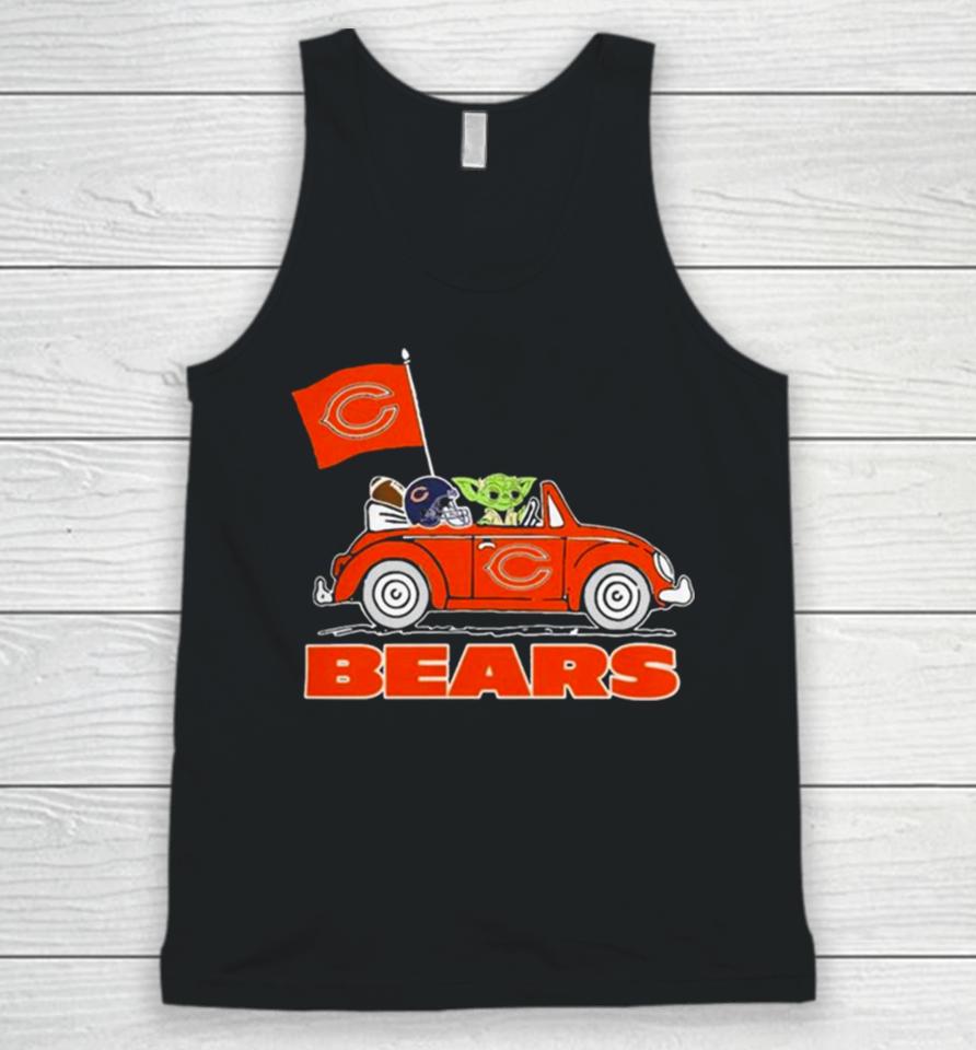 Baby Yoda Drive A Car Chicago Bears Football Flag Logo Unisex Tank Top