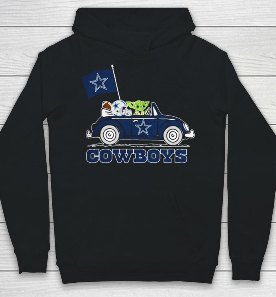 Baby Yoda Drive A Car Dallas Cowboys Football Flag Logo Hoodie