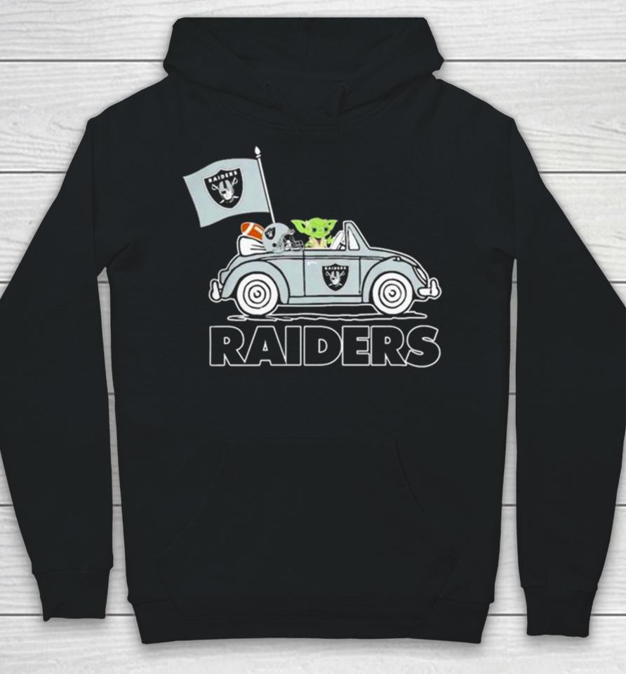 Baby Yoda Drive A Car Las Vegas Raiders Football Flag Logo Hoodie