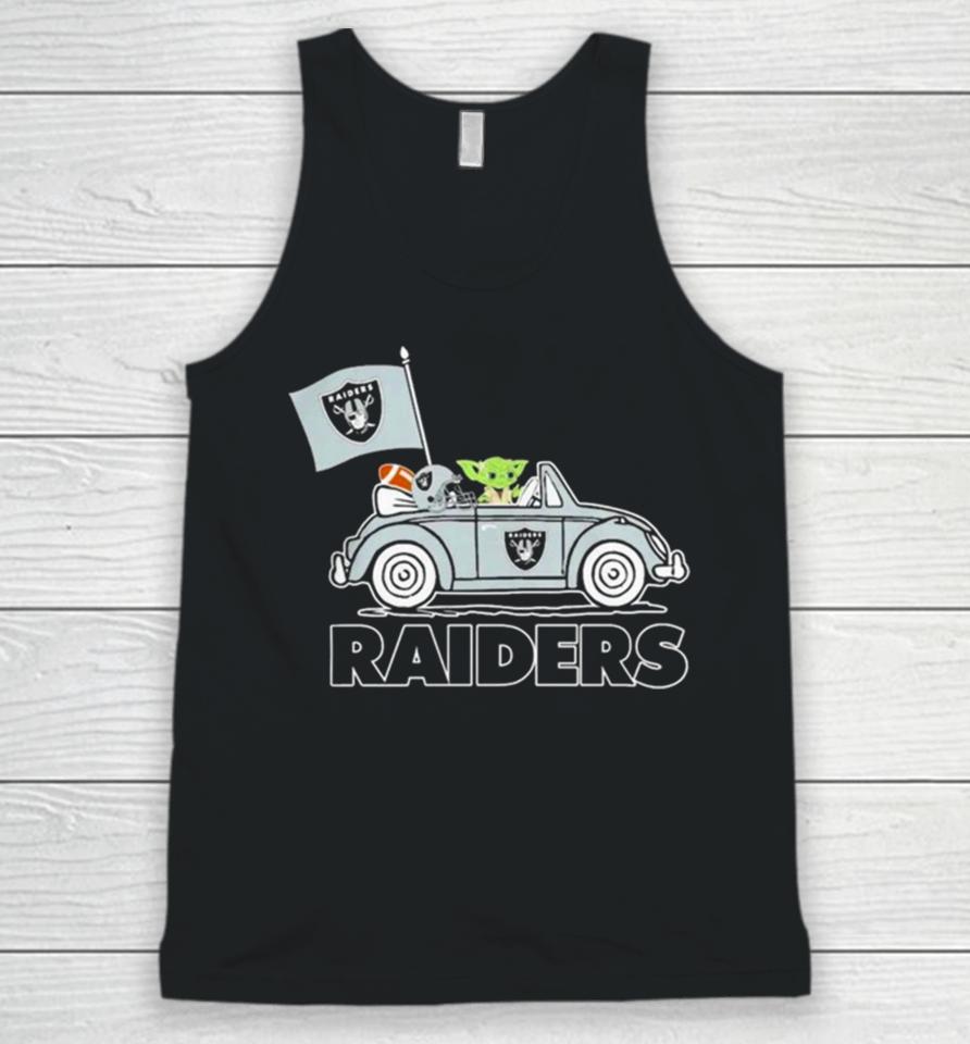 Baby Yoda Drive A Car Las Vegas Raiders Football Flag Logo Unisex Tank Top