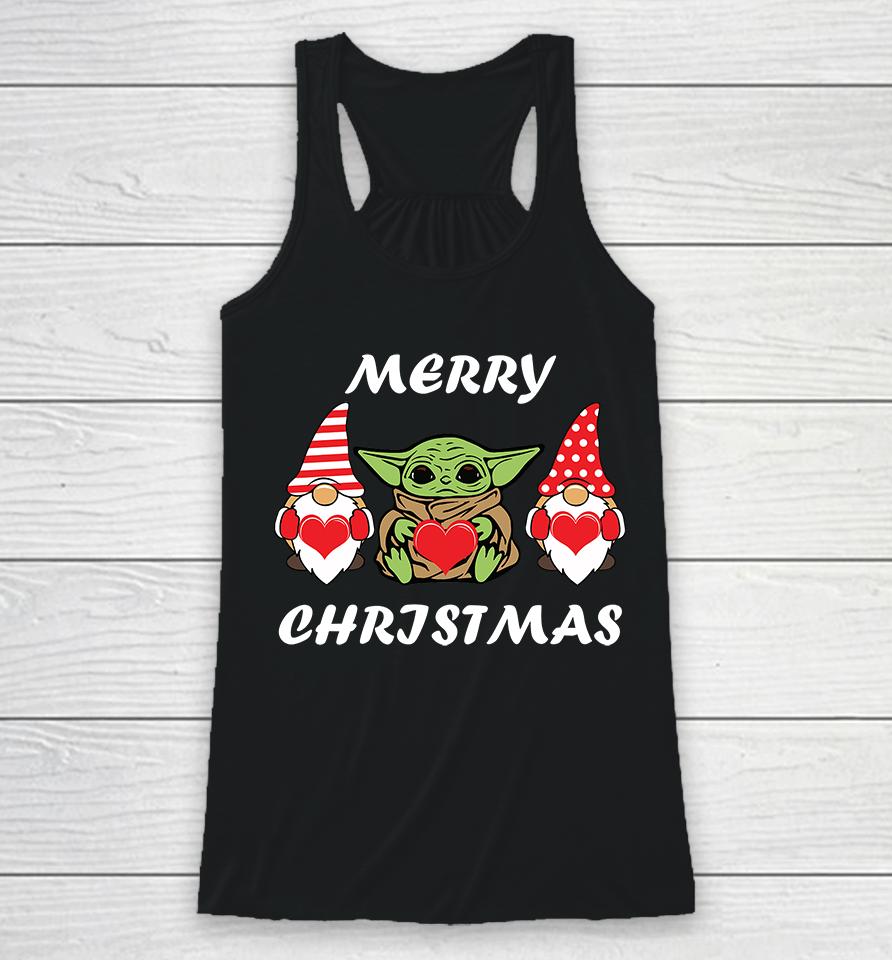 Baby Yoda Gnomes Merry Christmas , Baby Yoda Christmas Racerback Tank