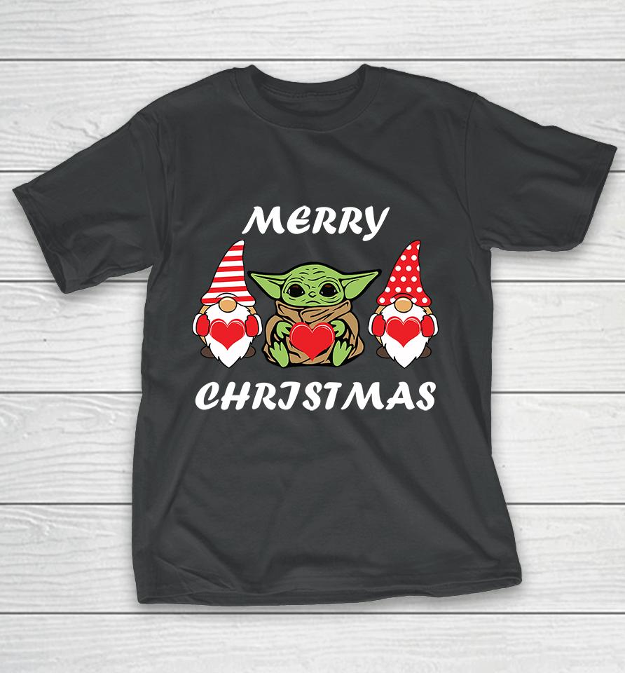 Baby Yoda Gnomes Merry Christmas , Baby Yoda Christmas T-Shirt