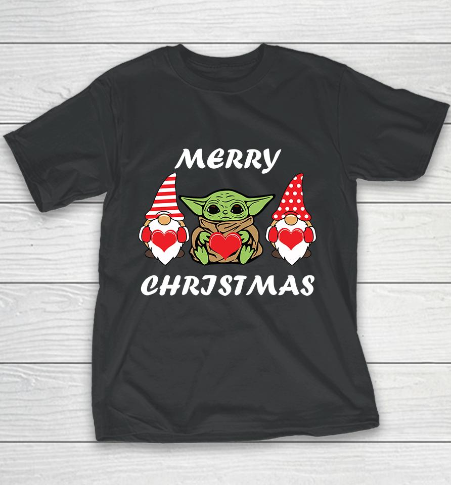 Baby Yoda Gnomes Merry Christmas , Baby Yoda Christmas Youth T-Shirt