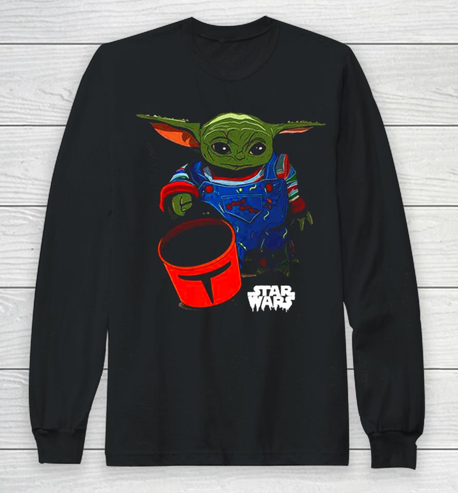 Baby Yoda Grogu Goes Trick Or Treating Halloween 2023 Star Wars Mandalorian Long Sleeve T-Shirt