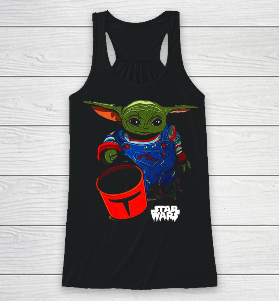 Baby Yoda Grogu Goes Trick Or Treating Halloween 2023 Star Wars Mandalorian Racerback Tank
