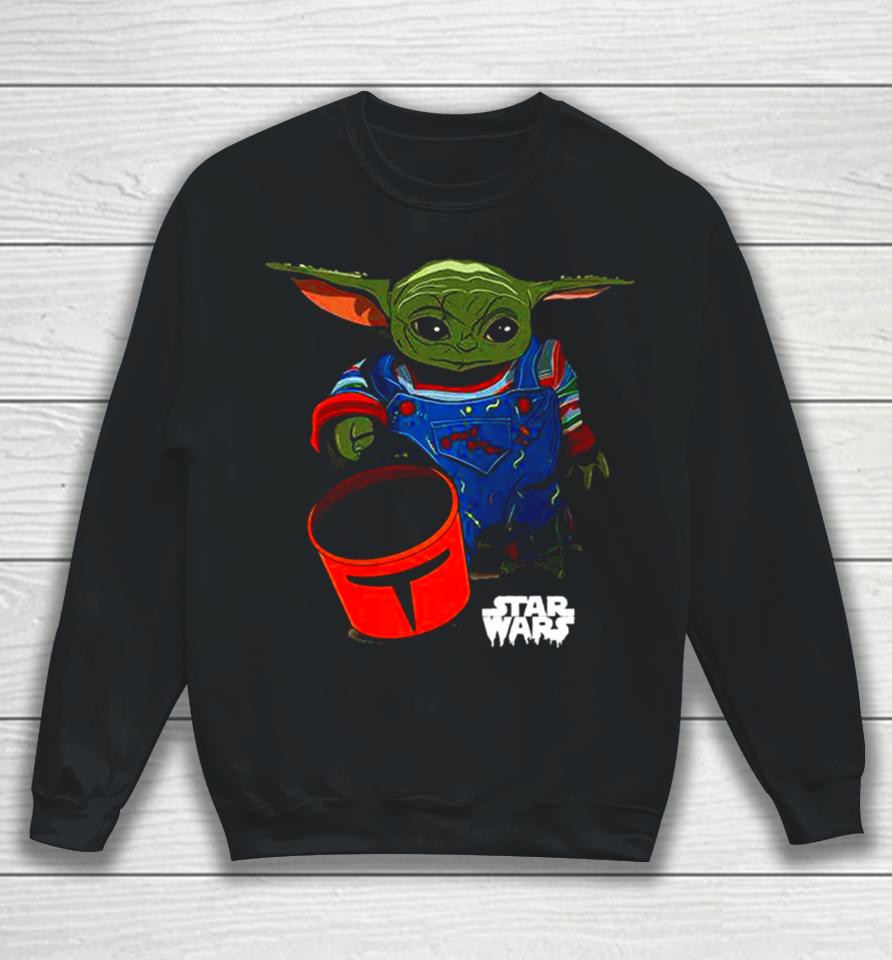 Baby Yoda Grogu Goes Trick Or Treating Halloween 2023 Star Wars Mandalorian Sweatshirt