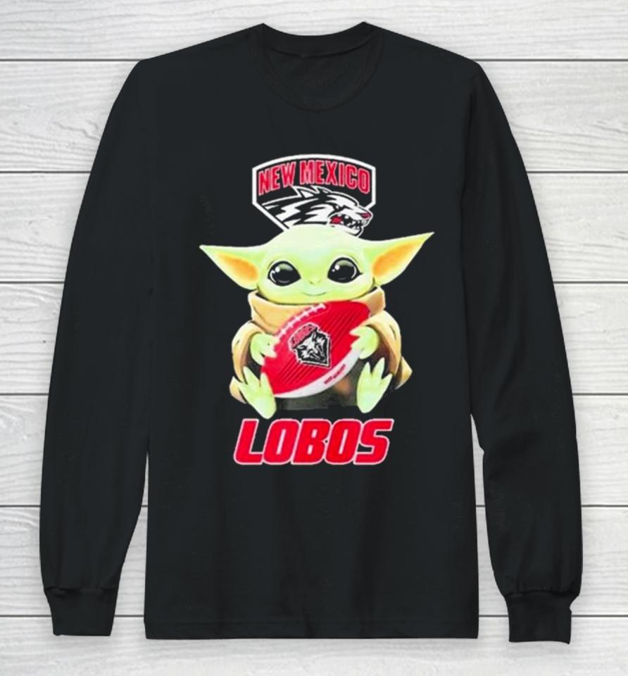 Baby Yoda Hug Rugby New Mexico Lobos 2024 Long Sleeve T-Shirt