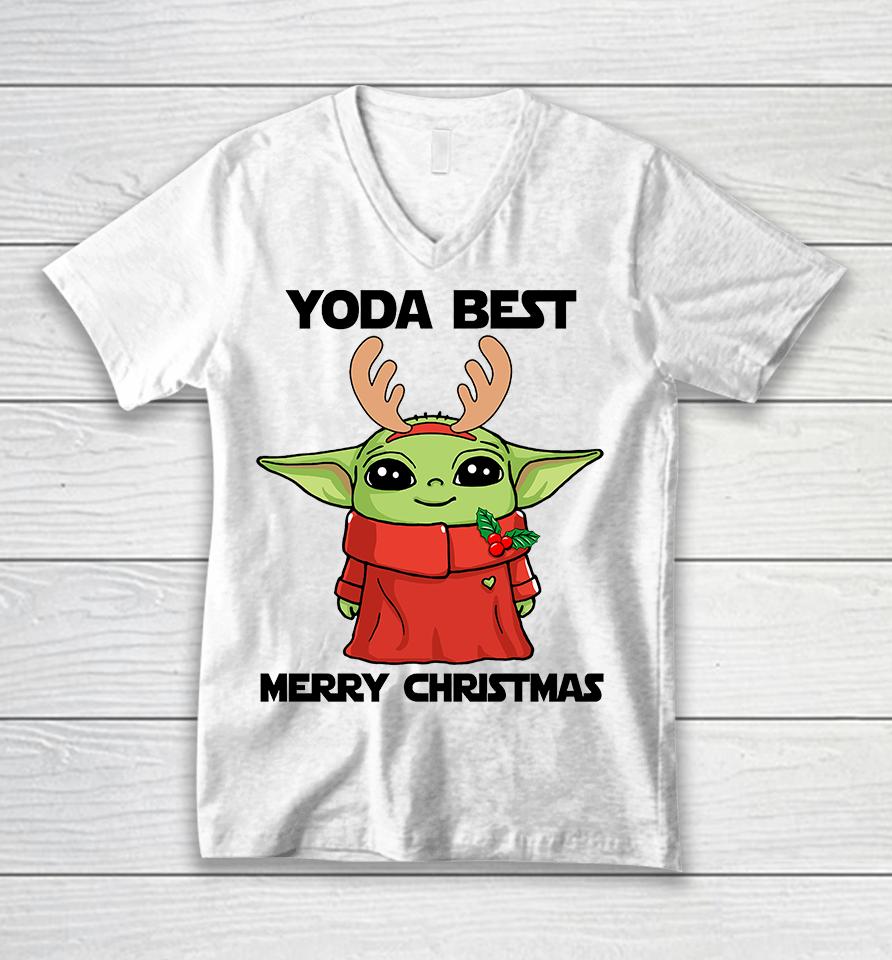 Baby Yoda Merry Christmas , Baby Yoda Christmas Unisex V-Neck T-Shirt