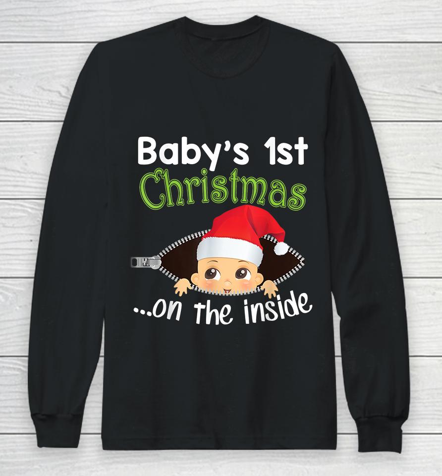 Baby's 1St Christmas On The Inside Pregnancy Christmas Long Sleeve T-Shirt