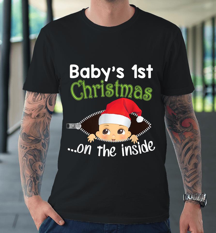 Baby's 1St Christmas On The Inside Pregnancy Christmas Premium T-Shirt