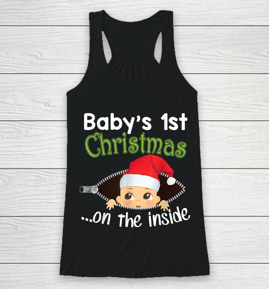 Baby's 1St Christmas On The Inside Pregnancy Christmas Racerback Tank