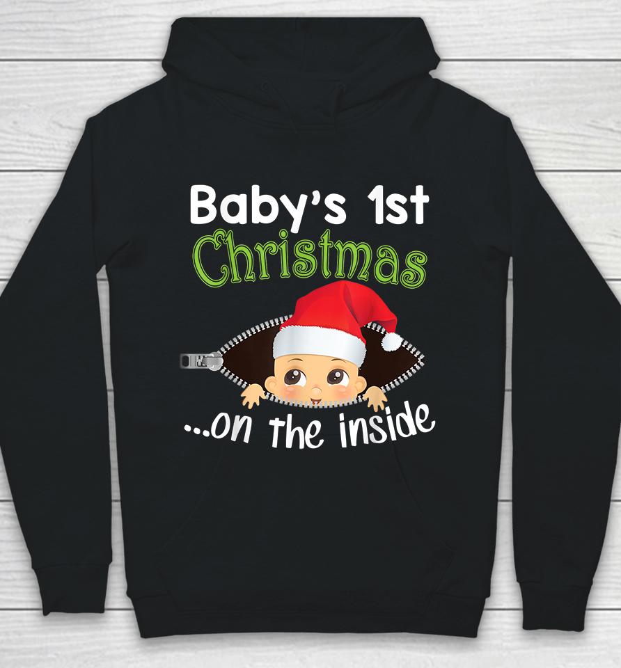 Baby's 1St Christmas On The Inside Pregnancy Christmas Hoodie