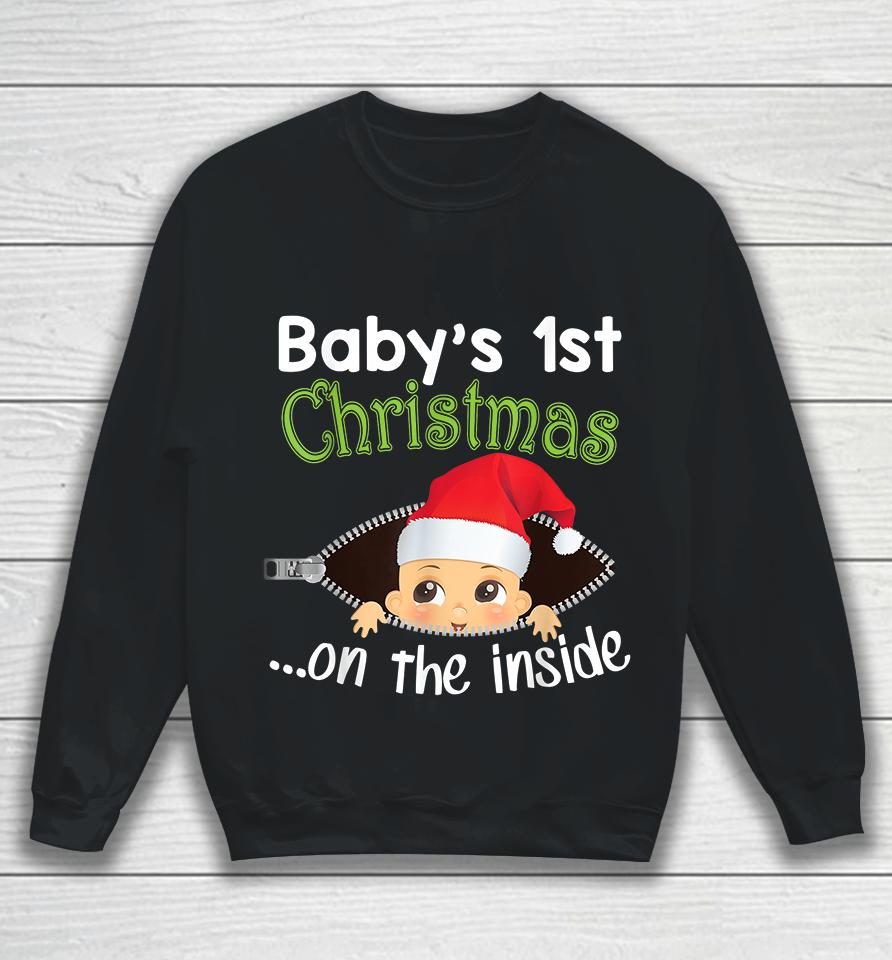 Baby's 1St Christmas On The Inside Pregnancy Christmas Sweatshirt