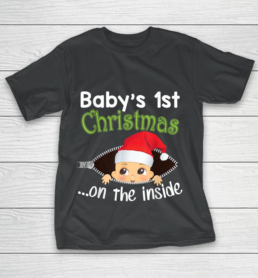 Baby's 1St Christmas On The Inside Pregnancy Christmas T-Shirt