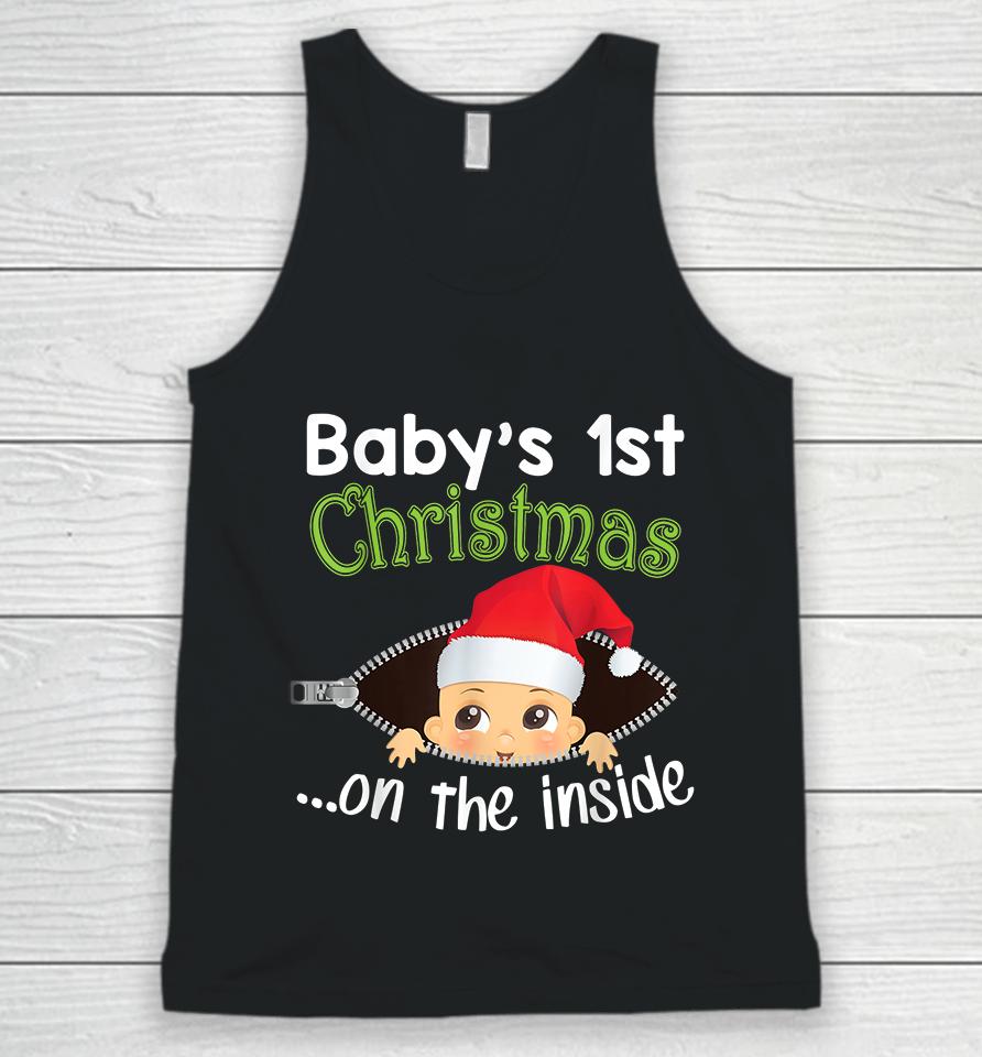 Baby's 1St Christmas On The Inside Pregnancy Christmas Unisex Tank Top
