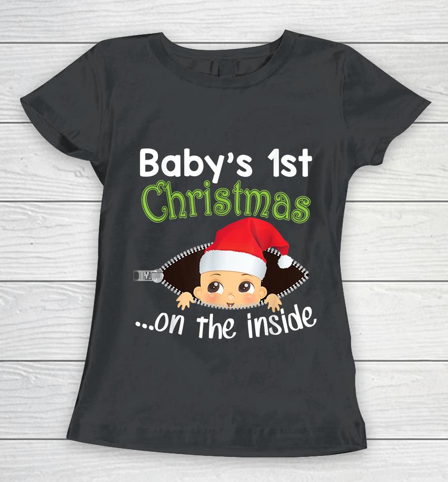 Baby's 1St Christmas On The Inside Pregnancy Christmas Women T-Shirt