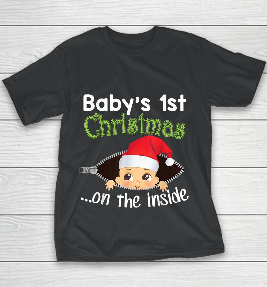 Baby's 1St Christmas On The Inside Pregnancy Christmas Youth T-Shirt