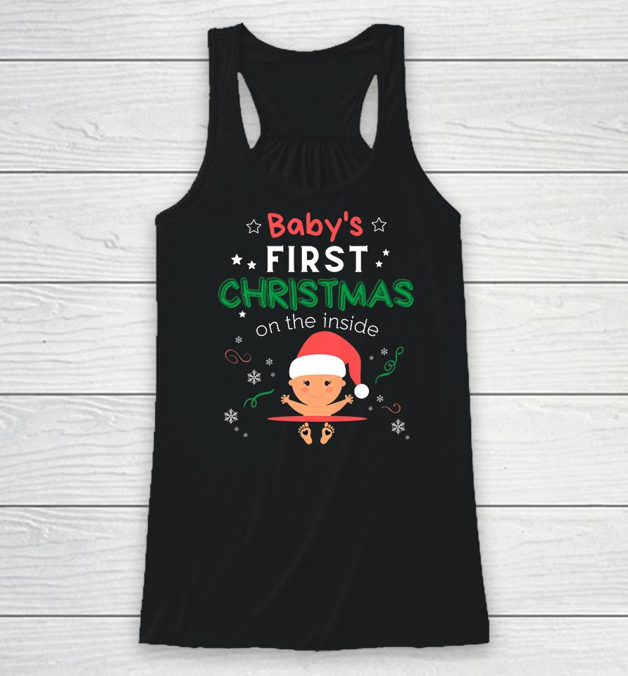 Baby's First Christmas On The Inside Pregnancy Christmas Racerback Tank