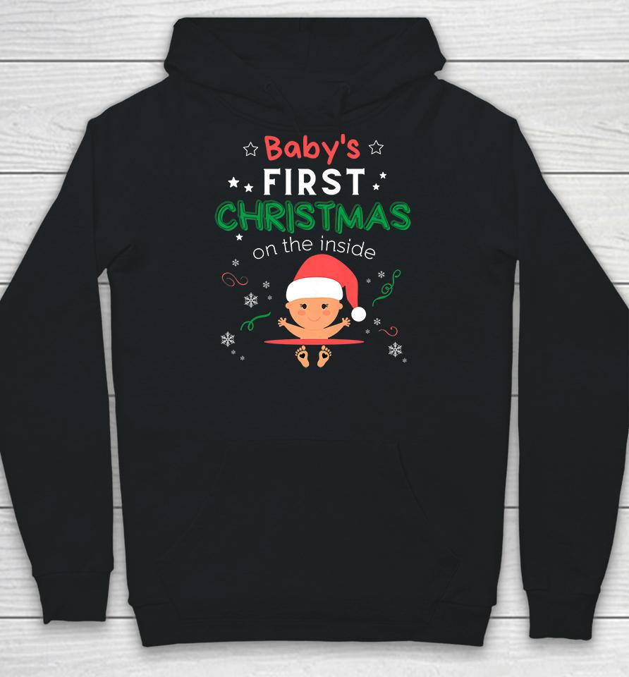Baby's First Christmas On The Inside Pregnancy Christmas Hoodie
