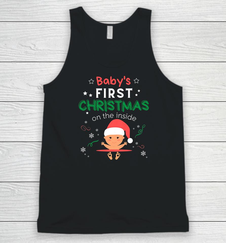 Baby's First Christmas On The Inside Pregnancy Christmas Unisex Tank Top