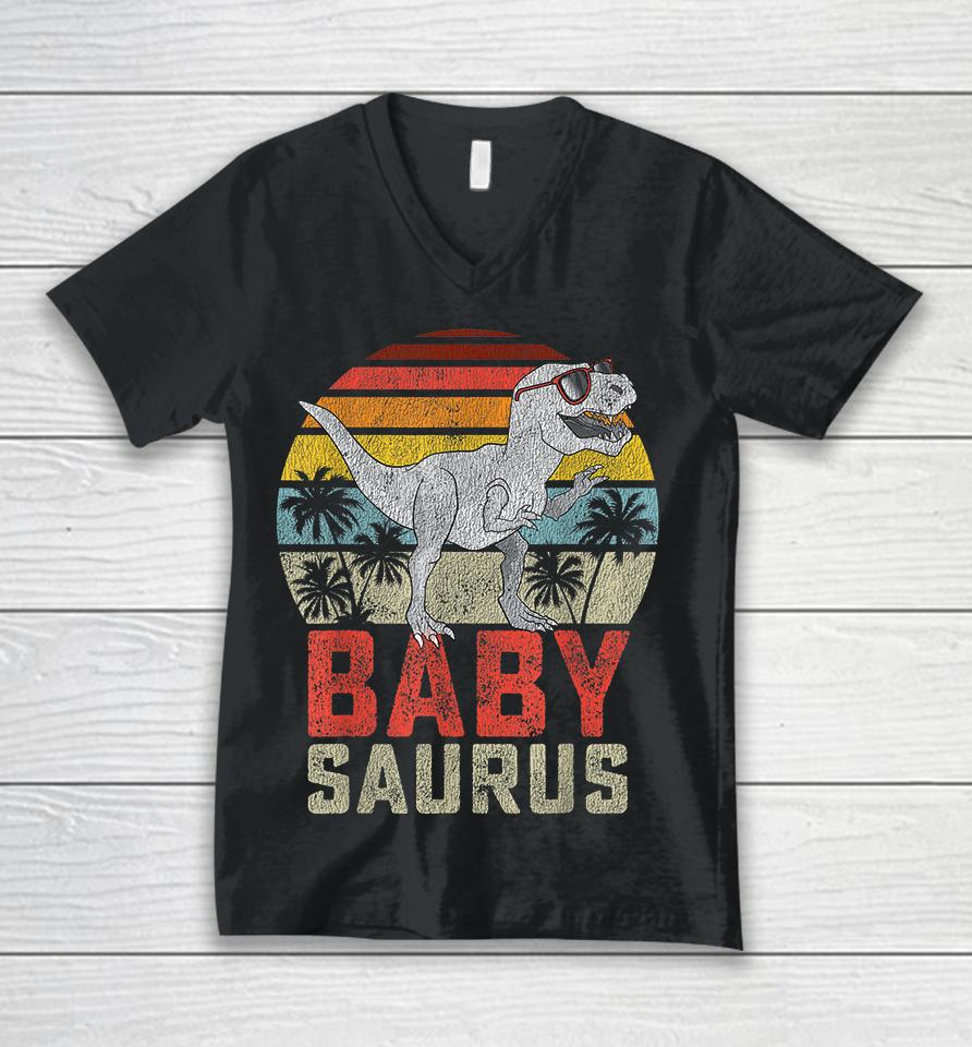 Babysaurus T Rex Dinosaur Baby Saurus Unisex V-Neck T-Shirt