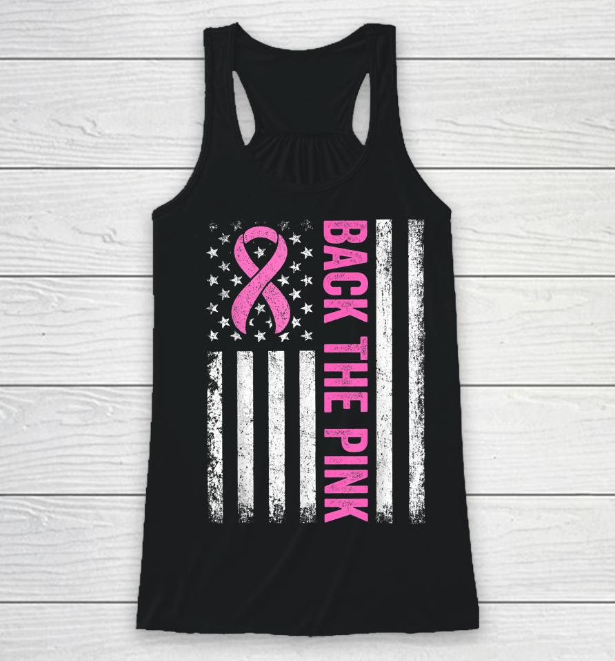 Back The Pink Breast Cancer Awareness Flag Racerback Tank